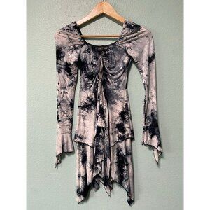 NWT Current Mood Dolls Kill Tie Dye‎ Full Sleeve Handkerchief Dress  Small